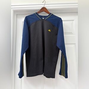 Adidas Vintage Black and Navy Long Sleeve with Yellow Stripes track jersey